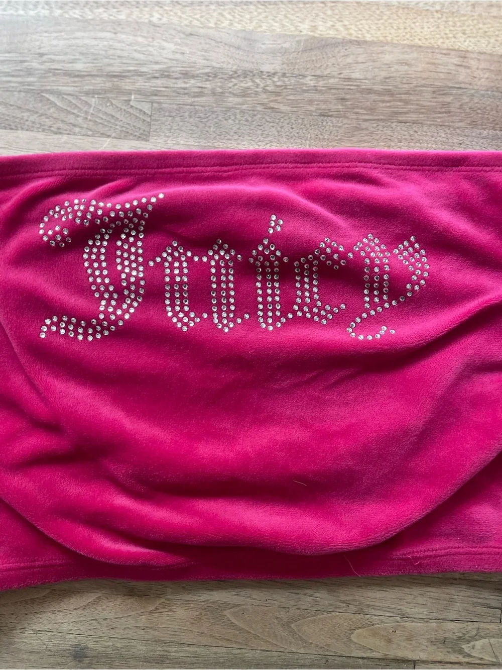 Juicy Couture Fuchsia Rhinestone Logo Bandeau Tube Top | Women’s Medium | Y2K - Picture 2 of 7
